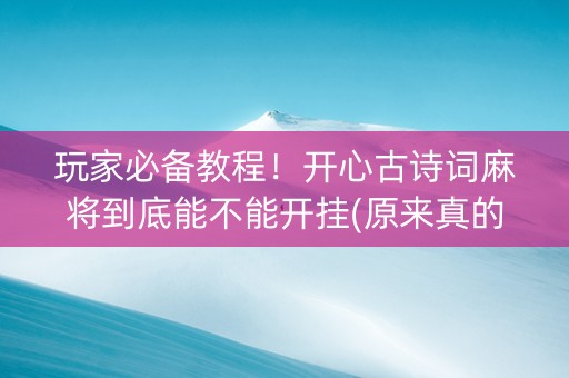玩家必备教程！开心古诗词麻将到底能不能开挂(原来真的有挂)