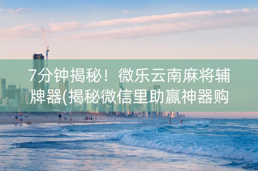7分钟揭秘！微乐云南麻将辅牌器(揭秘微信里助赢神器购买)