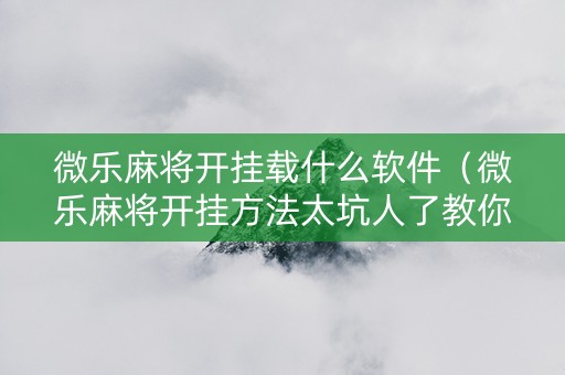 微乐麻将开挂载什么软件（微乐麻将开挂方法太坑人了教你用挂）