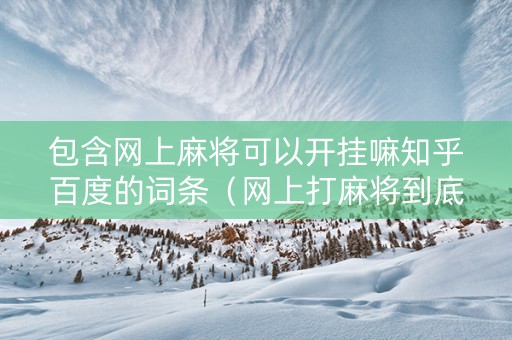 包含网上麻将可以开挂嘛知乎百度的词条（网上打麻将到底可以开挂不）