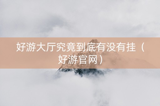 好游大厅究竟到底有没有挂（好游官网）