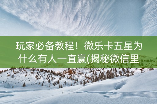 玩家必备教程！微乐卡五星为什么有人一直赢(揭秘微信里攻略插件)
