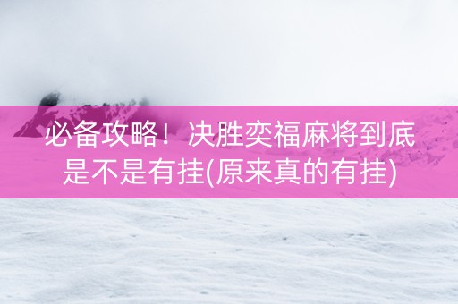 必备攻略！决胜奕福麻将到底是不是有挂(原来真的有挂)