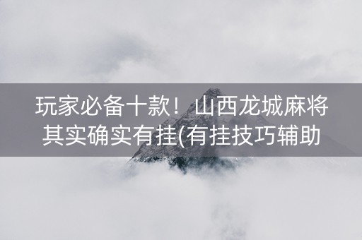 玩家必备十款！山西龙城麻将其实确实有挂(有挂技巧辅助器)
