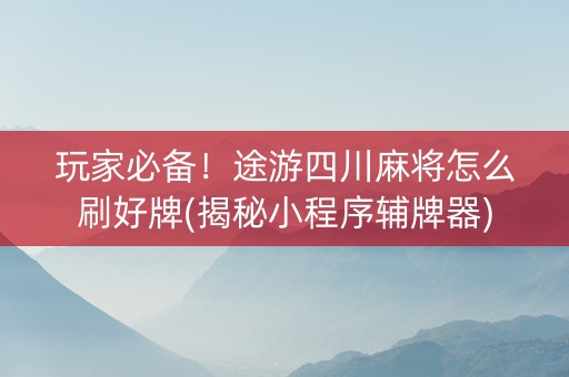 玩家必备！途游四川麻将怎么刷好牌(揭秘小程序辅牌器)
