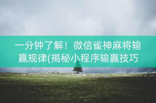 一分钟了解！微信雀神麻将输赢规律(揭秘小程序输赢技巧)