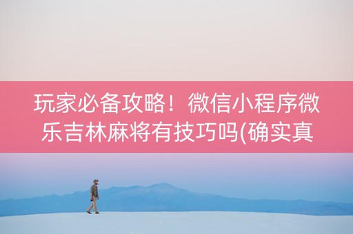 玩家必备攻略！微信小程序微乐吉林麻将有技巧吗(确实真的有挂)