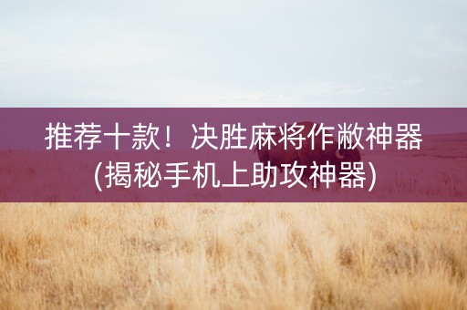推荐十款！决胜麻将作敝神器(揭秘手机上助攻神器)