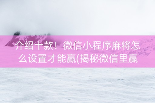 介绍十款！微信小程序麻将怎么设置才能赢(揭秘微信里赢的诀窍)