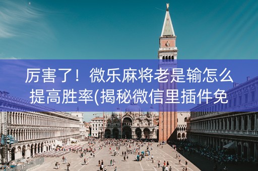 厉害了！微乐麻将老是输怎么提高胜率(揭秘微信里插件免费)