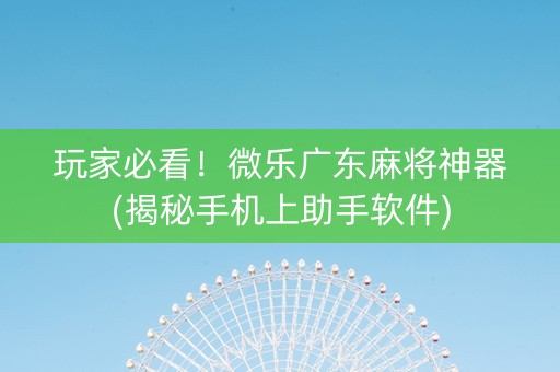 玩家必看！微乐广东麻将神器(揭秘手机上助手软件)