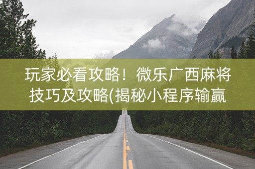 玩家必看攻略！微乐广西麻将技巧及攻略(揭秘小程序输赢技巧)