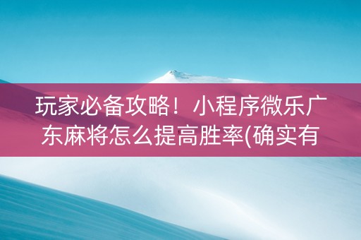 玩家必备攻略！小程序微乐广东麻将怎么提高胜率(确实有挂吗)