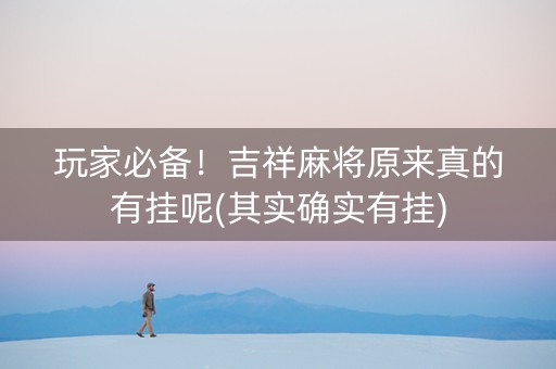 玩家必备！吉祥麻将原来真的有挂呢(其实确实有挂)