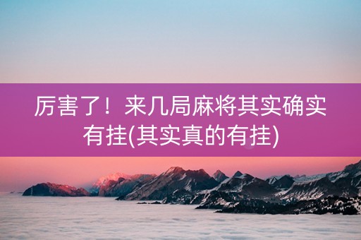 厉害了！来几局麻将其实确实有挂(其实真的有挂)