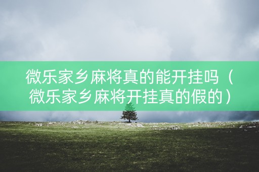 微乐家乡麻将真的能开挂吗（微乐家乡麻将开挂真的假的）