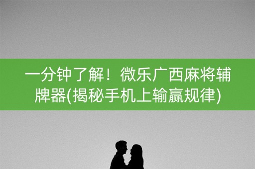 一分钟了解！微乐广西麻将辅牌器(揭秘手机上输赢规律)