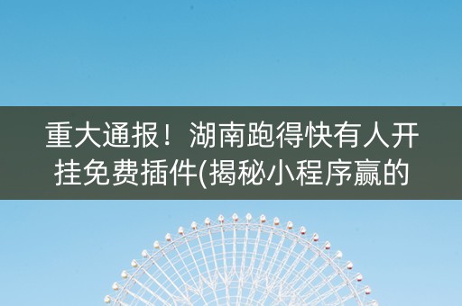 重大通报！湖南跑得快有人开挂免费插件(揭秘小程序赢的秘诀)