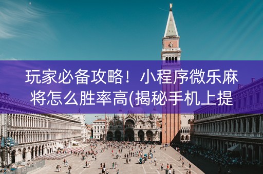 玩家必备攻略！小程序微乐麻将怎么胜率高(揭秘手机上提高胜率)