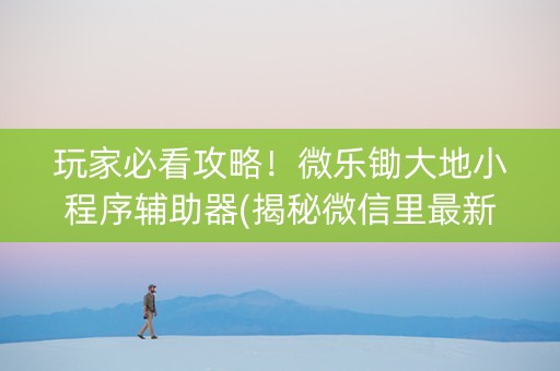 玩家必看攻略！微乐锄大地小程序辅助器(揭秘微信里最新神器下载)