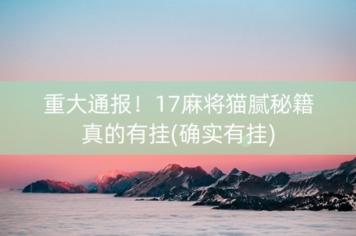 重大通报！17麻将猫腻秘籍真的有挂(确实有挂)
