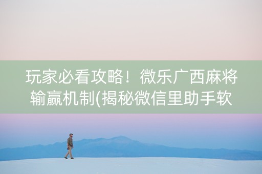 玩家必看攻略！微乐广西麻将输赢机制(揭秘微信里助手软件)