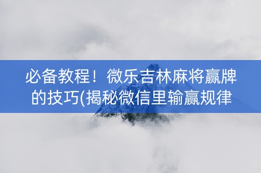 必备教程！微乐吉林麻将赢牌的技巧(揭秘微信里输赢规律)