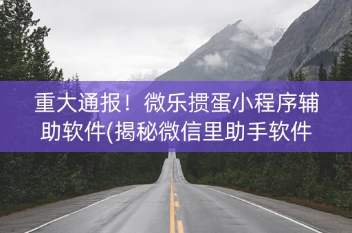 重大通报！微乐掼蛋小程序辅助软件(揭秘微信里助手软件)