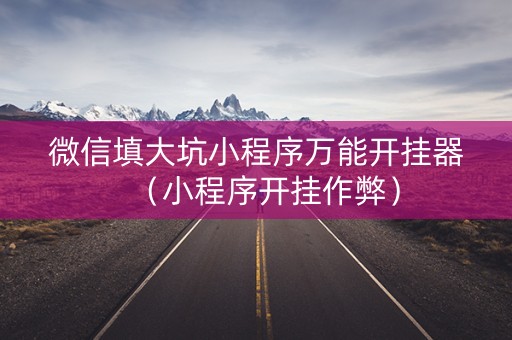 微信填大坑小程序万能开挂器（小程序开挂作弊）
