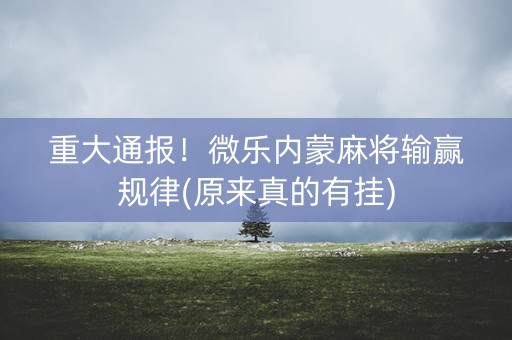重大通报！微乐内蒙麻将输赢规律(原来真的有挂)