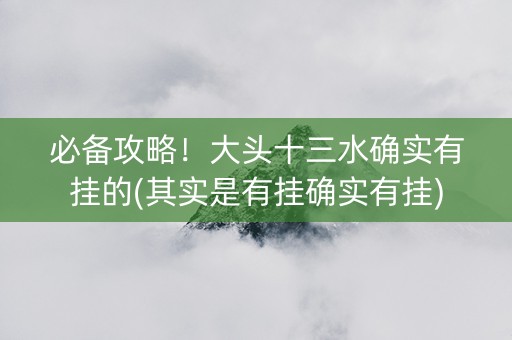 必备攻略！大头十三水确实有挂的(其实是有挂确实有挂)
