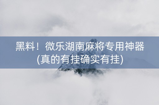 黑料！微乐湖南麻将专用神器(真的有挂确实有挂)