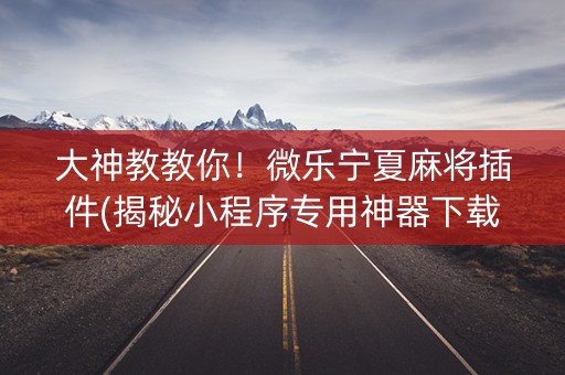 大神教教你！微乐宁夏麻将插件(揭秘小程序专用神器下载)