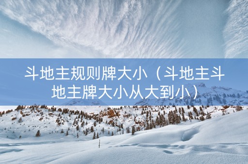 斗地主规则牌大小（斗地主斗地主牌大小从大到小）