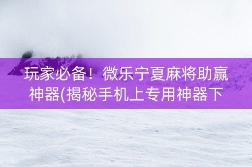 玩家必备！微乐宁夏麻将助赢神器(揭秘手机上专用神器下载)
