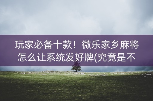 玩家必备十款！微乐家乡麻将怎么让系统发好牌(究竟是不是有挂)