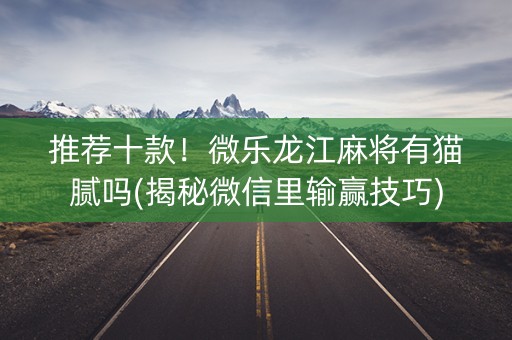 推荐十款！微乐龙江麻将有猫腻吗(揭秘微信里输赢技巧)