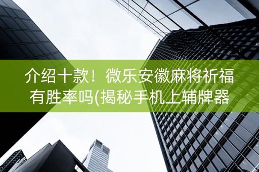 介绍十款！微乐安徽麻将祈福有胜率吗(揭秘手机上辅牌器)