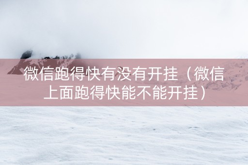微信跑得快有没有开挂（微信上面跑得快能不能开挂）