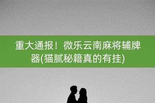 重大通报！微乐云南麻将辅牌器(猫腻秘籍真的有挂)