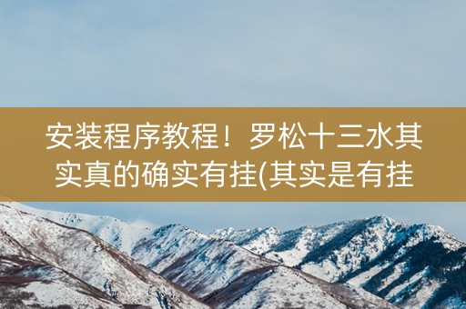 安装程序教程！罗松十三水其实真的确实有挂(其实是有挂的)