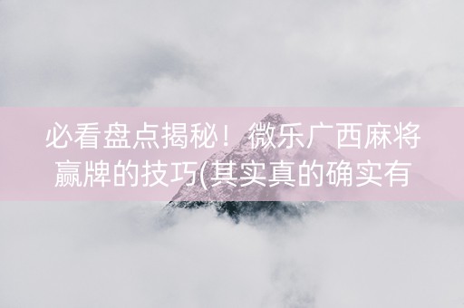 必看盘点揭秘！微乐广西麻将赢牌的技巧(其实真的确实有挂)