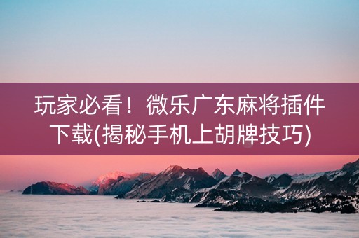 玩家必看！微乐广东麻将插件下载(揭秘手机上胡牌技巧)