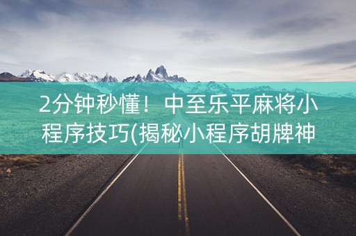 2分钟秒懂！中至乐平麻将小程序技巧(揭秘小程序胡牌神器)