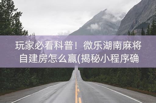 玩家必看科普！微乐湖南麻将自建房怎么赢(揭秘小程序确实有猫腻)