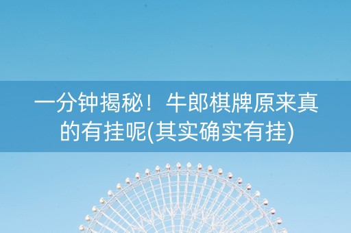 一分钟揭秘！牛郎棋牌原来真的有挂呢(其实确实有挂)