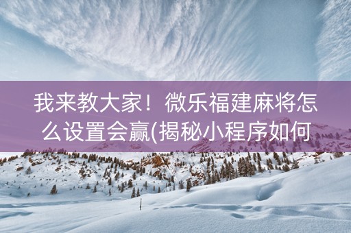 我来教大家！微乐福建麻将怎么设置会赢(揭秘小程序如何让牌变好)