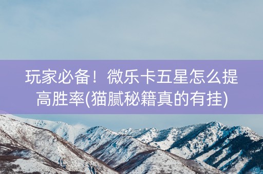 玩家必备！微乐卡五星怎么提高胜率(猫腻秘籍真的有挂)