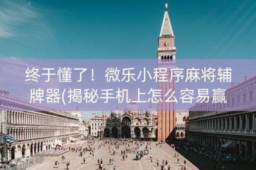 终于懂了！微乐小程序麻将辅牌器(揭秘手机上怎么容易赢)