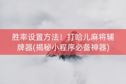胜率设置方法！打哈儿麻将辅牌器(揭秘小程序必备神器)